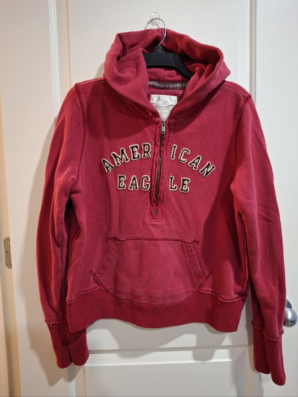 American Eagle Outfitters Womens  XL Red Hoodie with Embroidered Logo Y2K